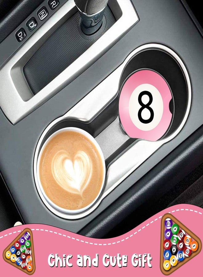 Cheerupp Billiards Absorbent Car Coaster for Cup Holder, 2 Pack Sports Pool Balls Ceramic Stone Removable Car Coasters Anti-Slip with Fingertip Grip, Auto Accessories Interior Decorations Supplies - Image 2